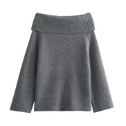 Vandara off-shoulder strikbluse til kvinder – langærmet pullover i kraftig strik
