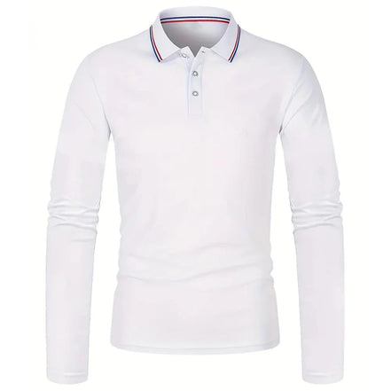 Herre polo med lange ærmer og ensfarvet design – Norvian