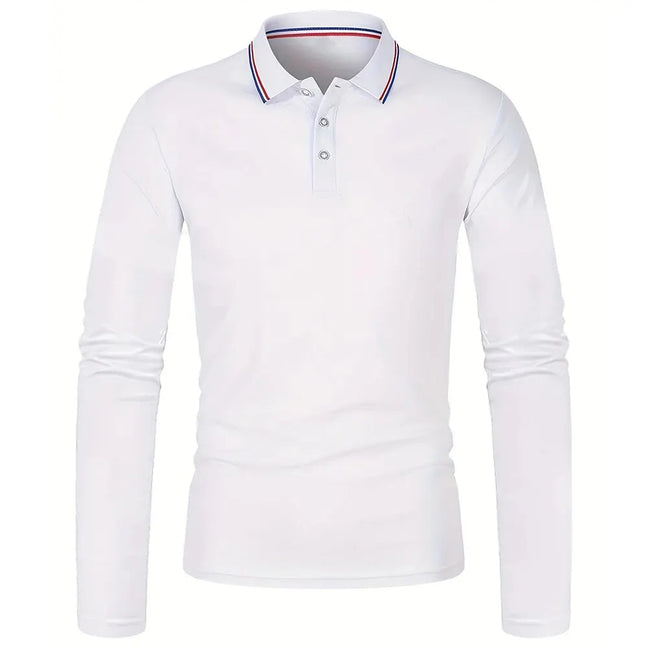 Herre polo med lange ærmer og ensfarvet design – Norvian