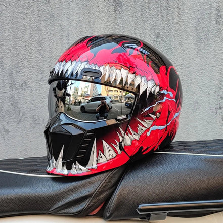 Unisex motorcykelhjelm med visir og full face design – hjelm til motorcykel og scooter – Nexorix