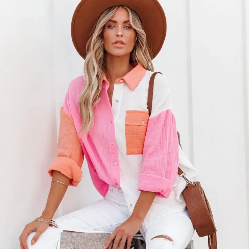 Calira Let skjorte med lange ærmer og brystlomme