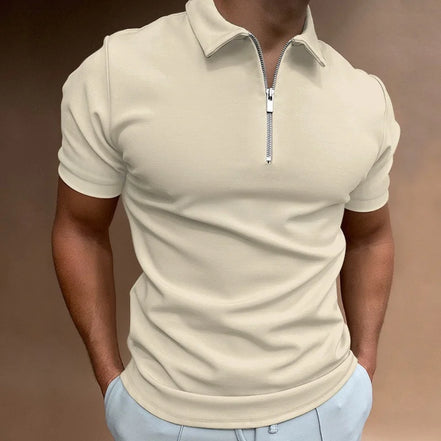Virello Poloshirt med Half-Zip og Korte Ærmer Slim Fit