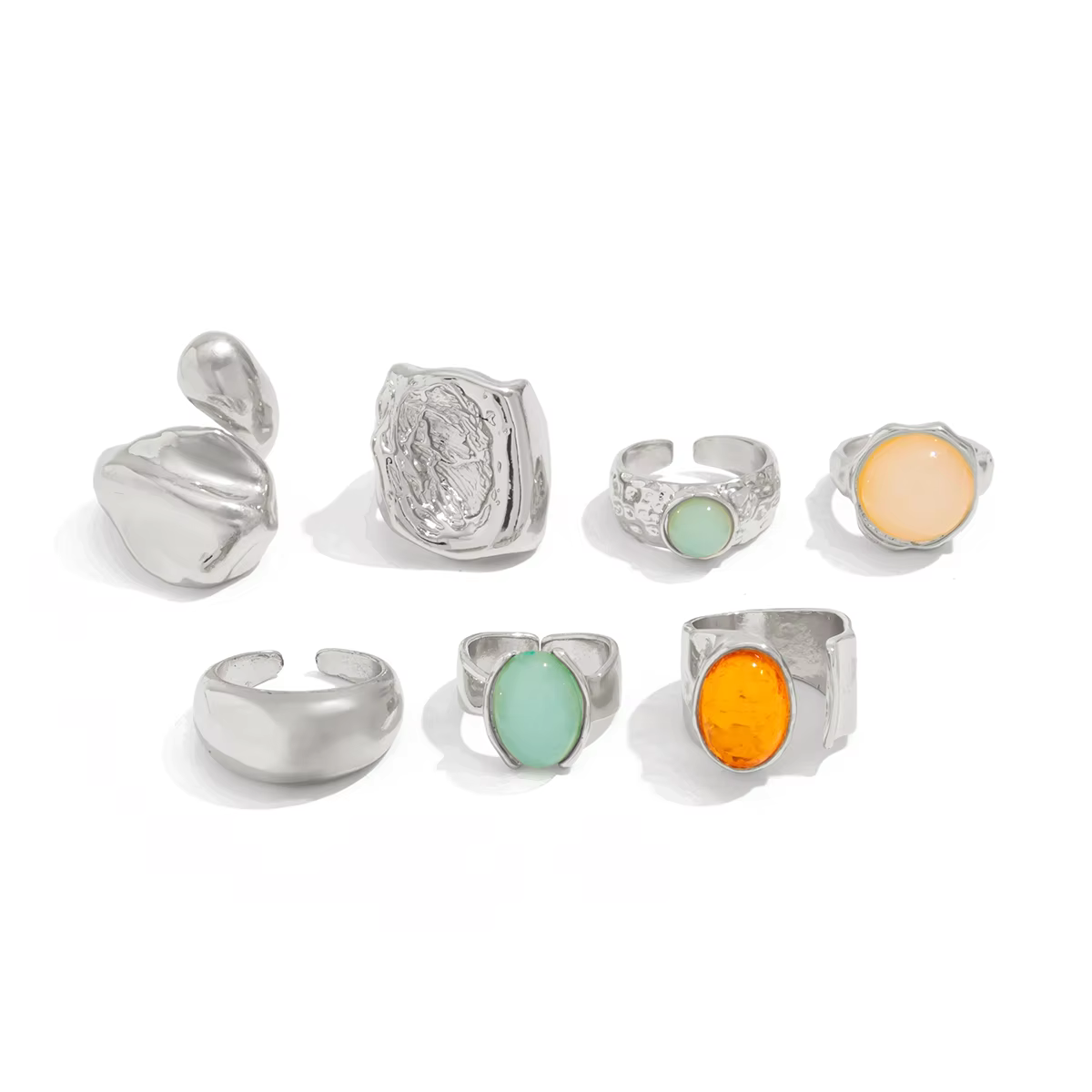 Velory ringesæt – Sæt med 7 dekorative metalringe i geometriske former