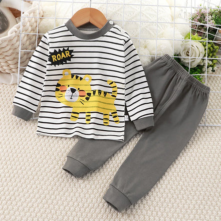 Uniro børnepyjamas – Unisex sæt med print til efterår og indendørs brug