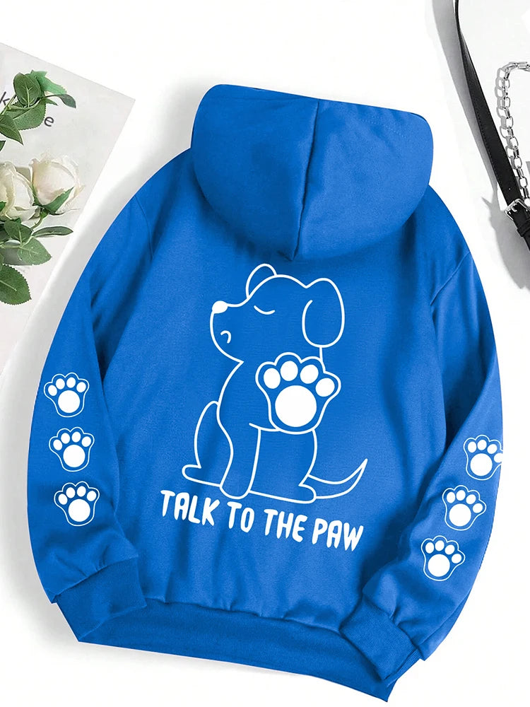 Talk To The Paw hættetrøje – varm fleece unisex trøje med hundeprint