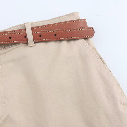 Dames shorts med bælte og læg – Linavera