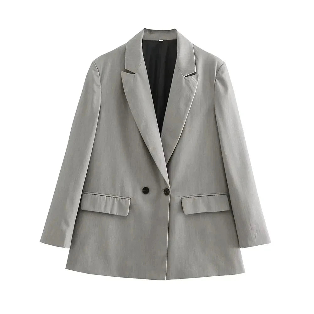 Catrina Dobbeltknappet Blazer – Klassisk Jakke med Lommer