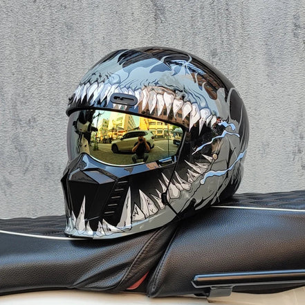Unisex motorcykelhjelm med visir og full face design – hjelm til motorcykel og scooter – Nexorix