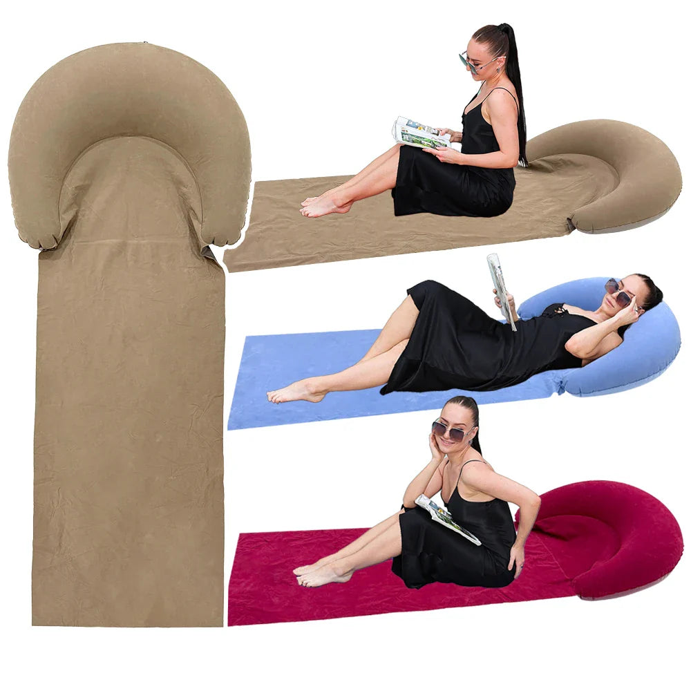 CoastAir oppustelig strandmåtte – foldbar liggemåtte til strand og camping