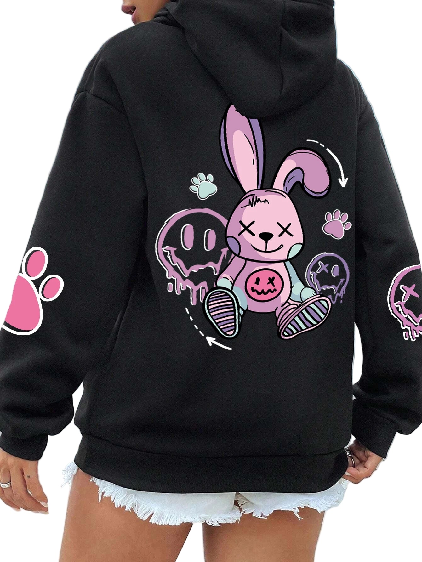 Unisex hættetrøje med moderne print – blød fleece sweatshirt