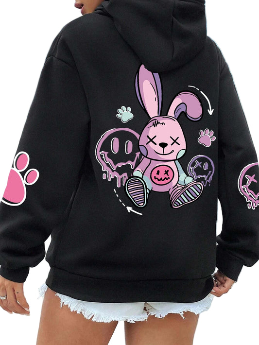 Unisex hættetrøje med moderne print – blød fleece sweatshirt