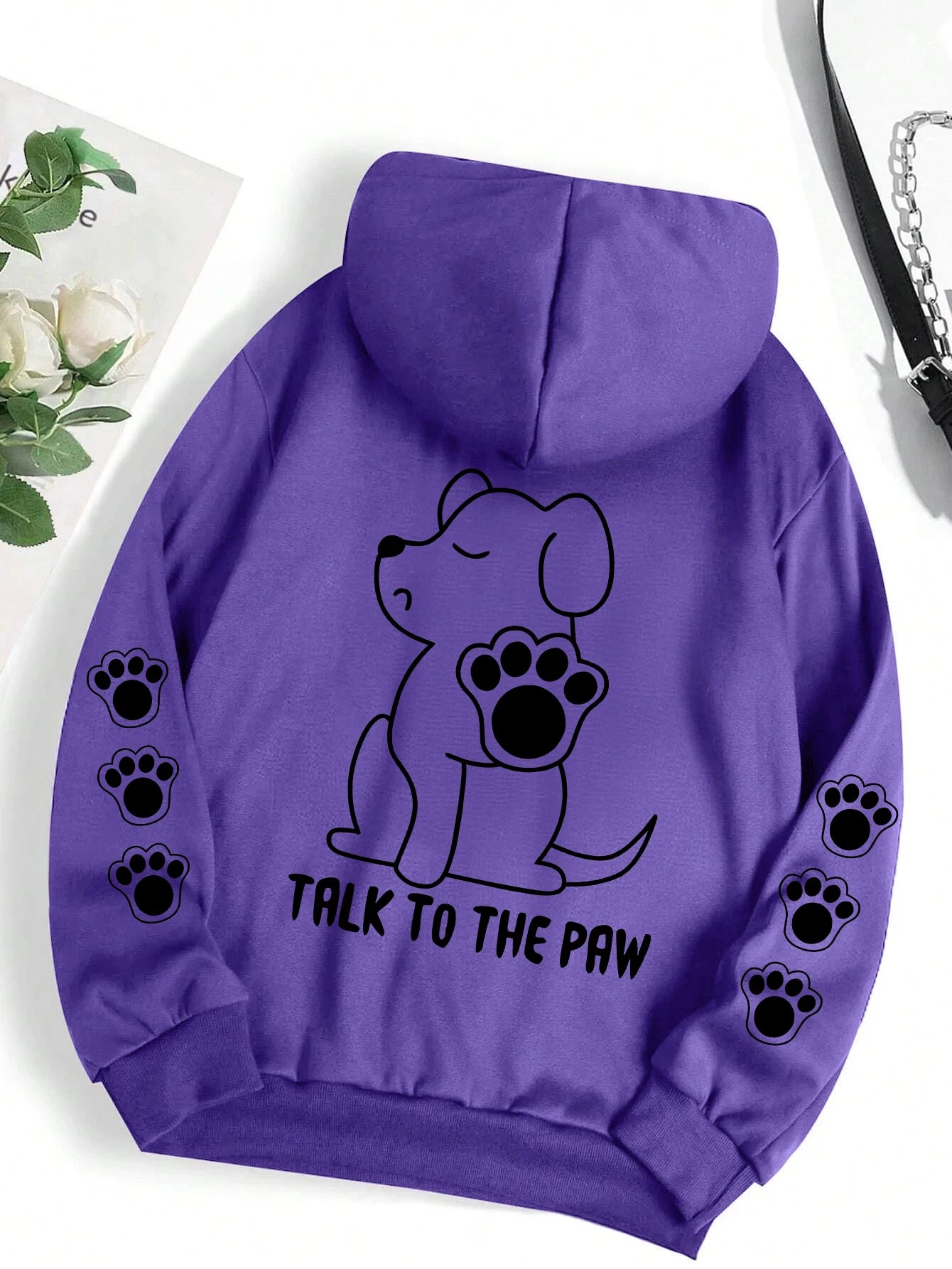 Talk To The Paw hættetrøje – varm fleece unisex trøje med hundeprint