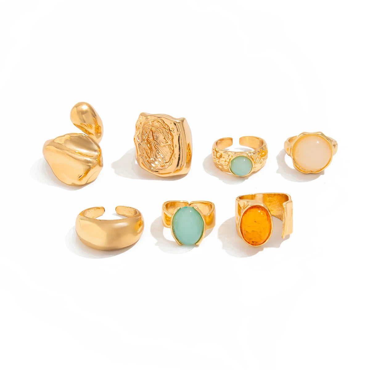 Velory ringesæt – Sæt med 7 dekorative metalringe i geometriske former