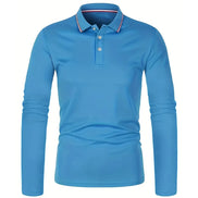 Herre polo med lange ærmer og ensfarvet design – Norvian