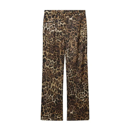 Dame buksesæt med leopardmønster og lang blazer – Leorisse