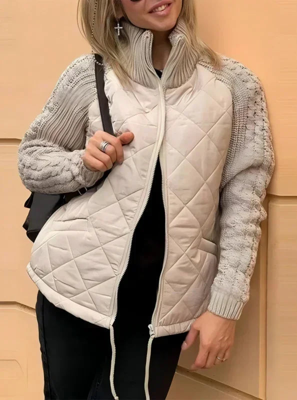 Dámská prošívaná bunda s pletenými detaily a stojáčkem – Quilvessa
