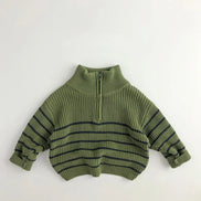 Milona børnesweater med høj krave og lynlås