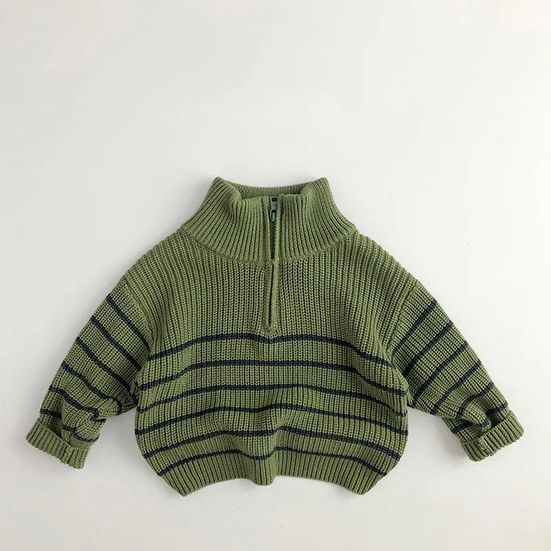 Milona børnesweater med høj krave og lynlås