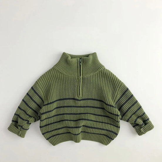 Milona børnesweater med høj krave og lynlås