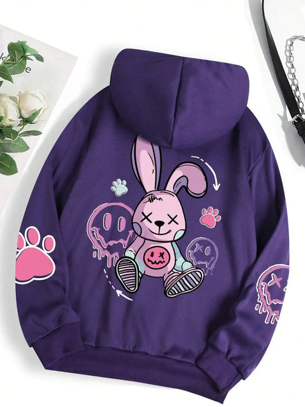 Unisex hættetrøje med moderne print – blød fleece sweatshirt
