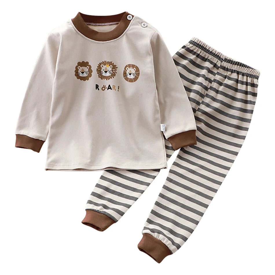 Uniro børnepyjamas – Unisex sæt med print til efterår og indendørs brug