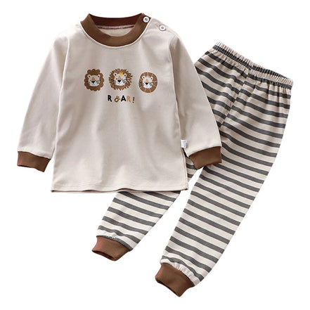 Uniro børnepyjamas – Unisex sæt med print til efterår og indendørs brug