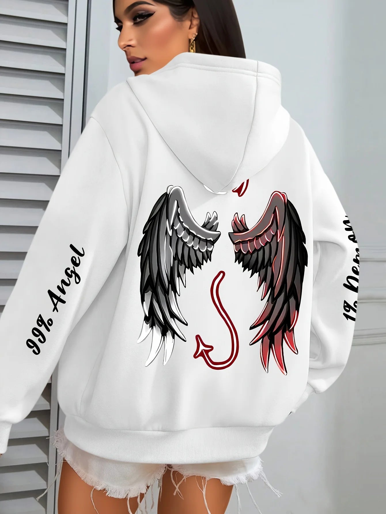 Angel & Devil hættetrøje – unisex sweatshirt med print