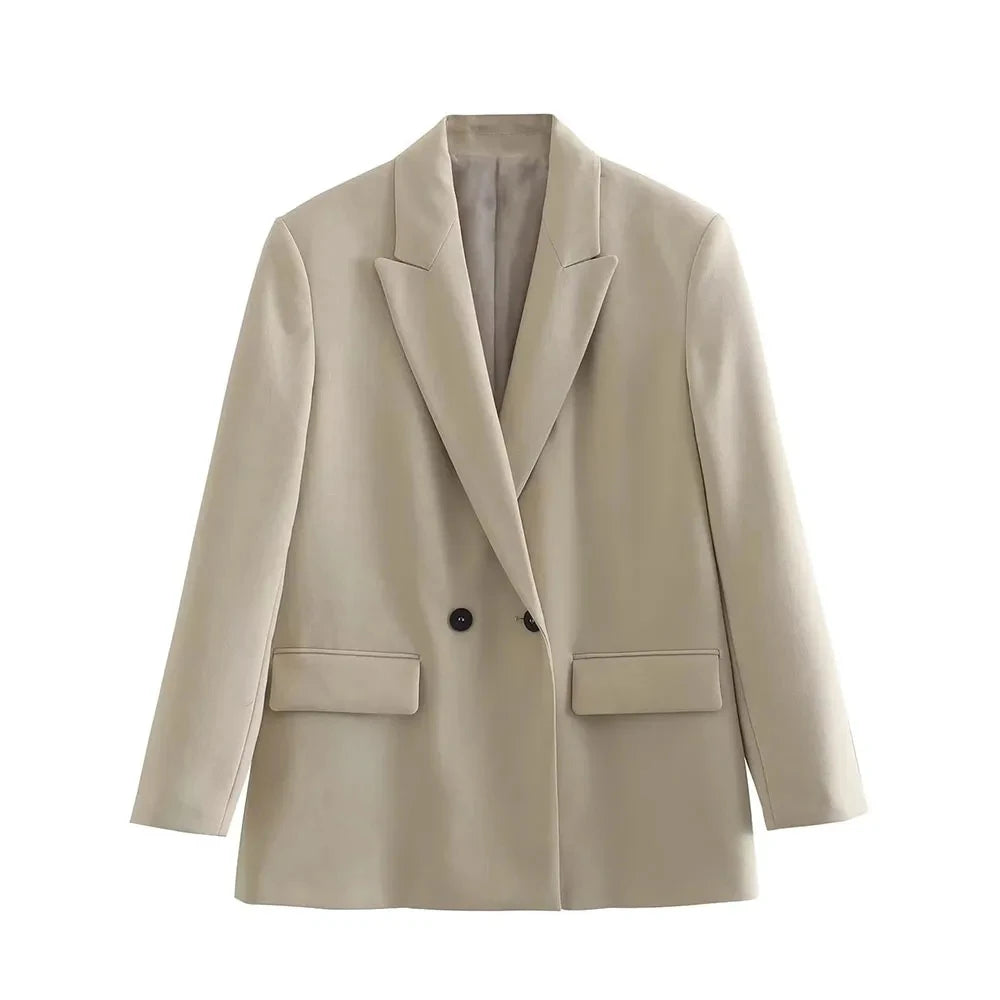 Catrina Dobbeltknappet Blazer – Klassisk Jakke med Lommer