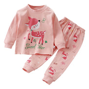Uniro børnepyjamas – Unisex sæt med print til efterår og indendørs brug