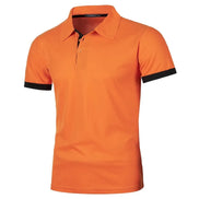 Herre polo shirt kortærmet polyester med knaplukning ensfarvet design