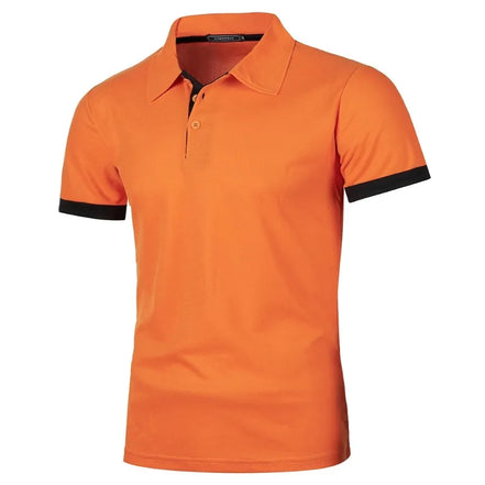 Herre polo shirt kortærmet polyester med knaplukning ensfarvet design