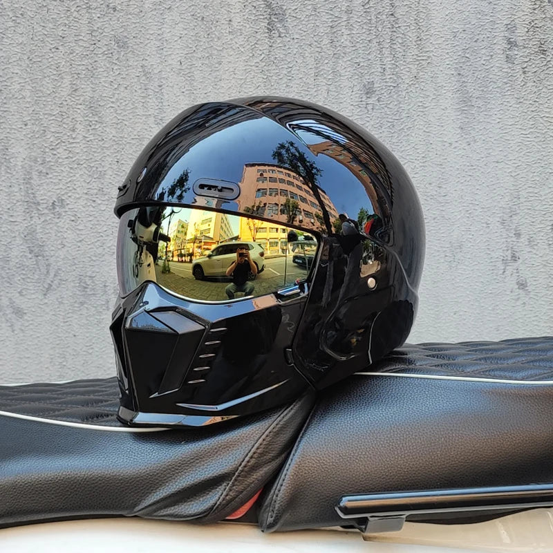 Unisex motorcykelhjelm med visir og full face design – hjelm til motorcykel og scooter – Nexorix