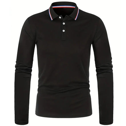 Herre polo med lange ærmer og ensfarvet design – Norvian