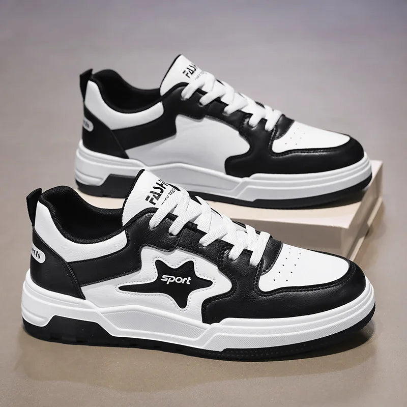 Herresneakers med snørelukning og gummisål i syntetisk materiale – Zentaro