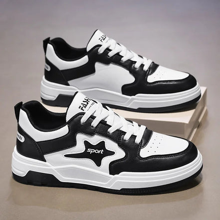 Herresneakers med snørelukning og gummisål i syntetisk materiale – Zentaro