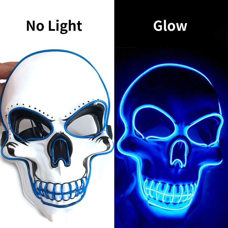 Lysende LED Dødningehovedmaske