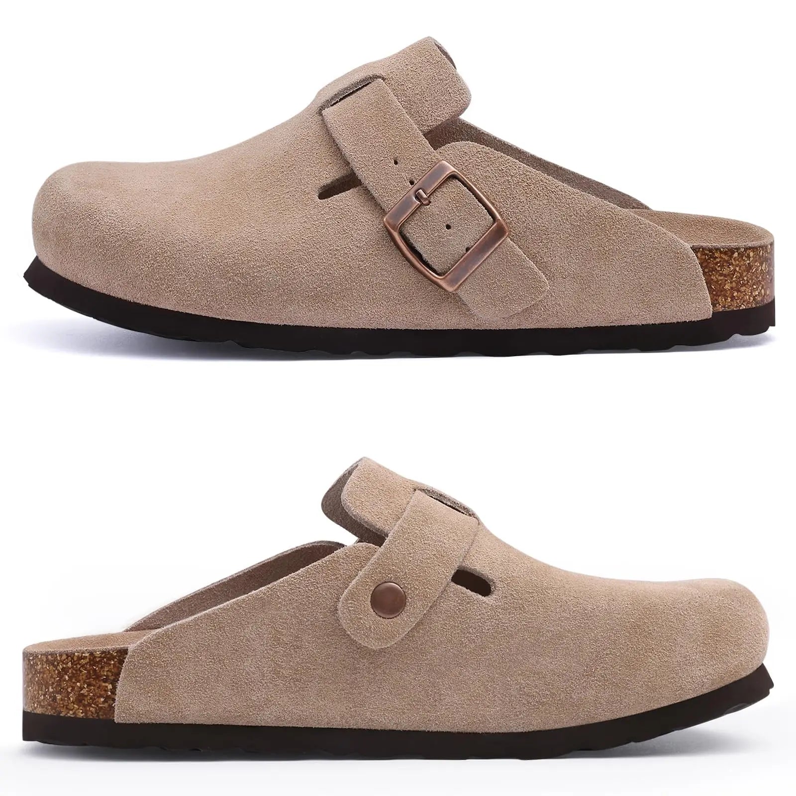 Corvelis Unisex Clogs i Ruskind med Korkfodseng