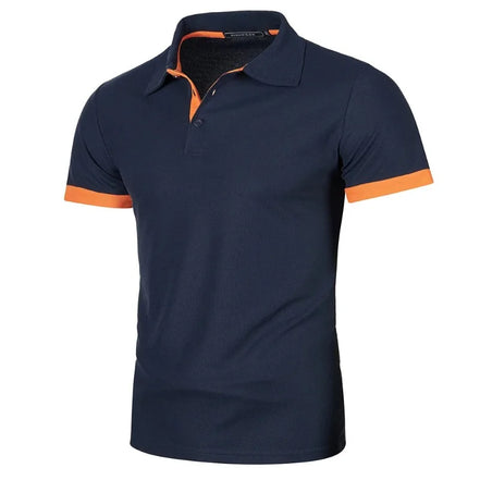 Herre polo shirt kortærmet polyester med knaplukning ensfarvet design