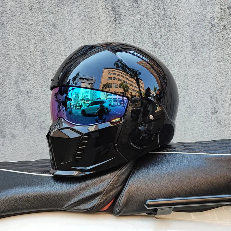 Unisex motorcykelhjelm med visir og full face design – hjelm til motorcykel og scooter – Nexorix