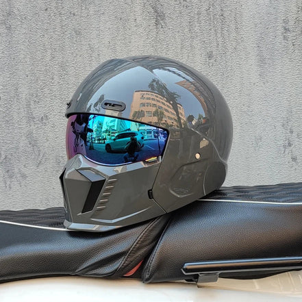 Unisex motorcykelhjelm med visir og full face design – hjelm til motorcykel og scooter – Nexorix