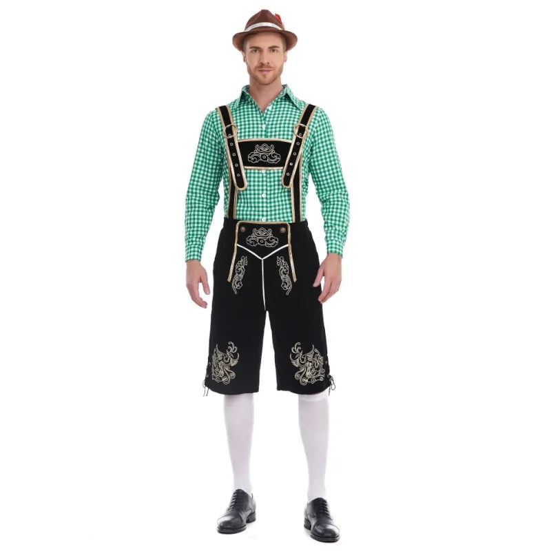 Dvojdielny tirolský kostým pre mužov s košeľou a nohavicami na Oktoberfest – Tervano