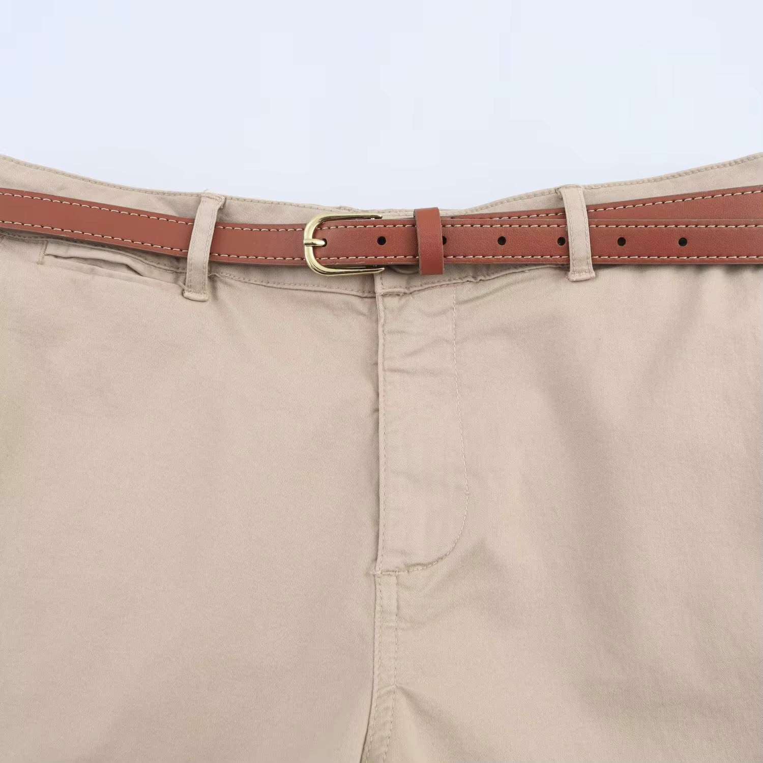 Dames shorts med bælte og læg – Linavera