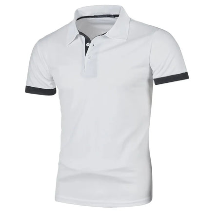 Herre polo shirt kortærmet polyester med knaplukning ensfarvet design