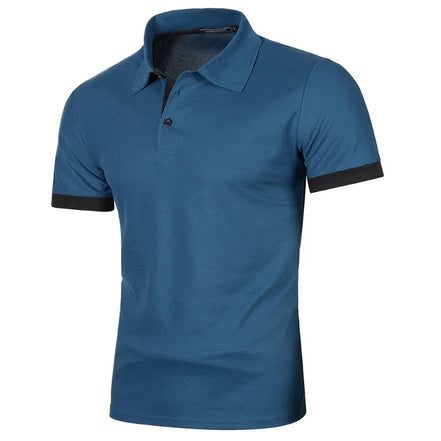 Herre polo shirt kortærmet polyester med knaplukning ensfarvet design