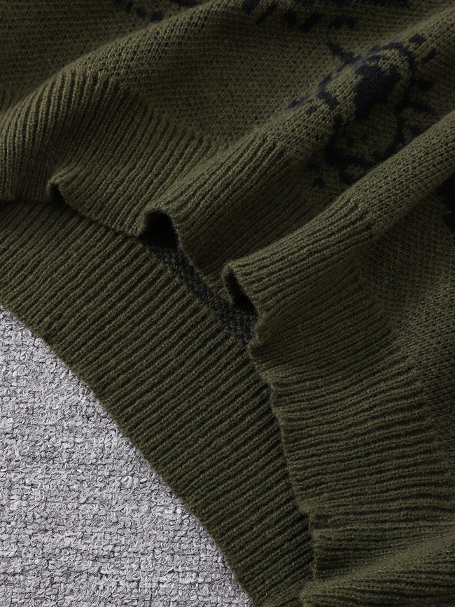 Evaron striktrøje til mænd – tynd strik med abstrakt mønster og rund hals