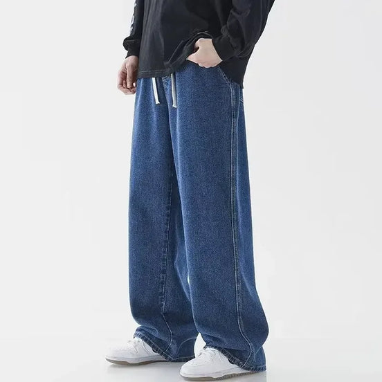 Baggy jeans med elastisk talje og let denim – bukser til hverdag og streetwear – Denviro