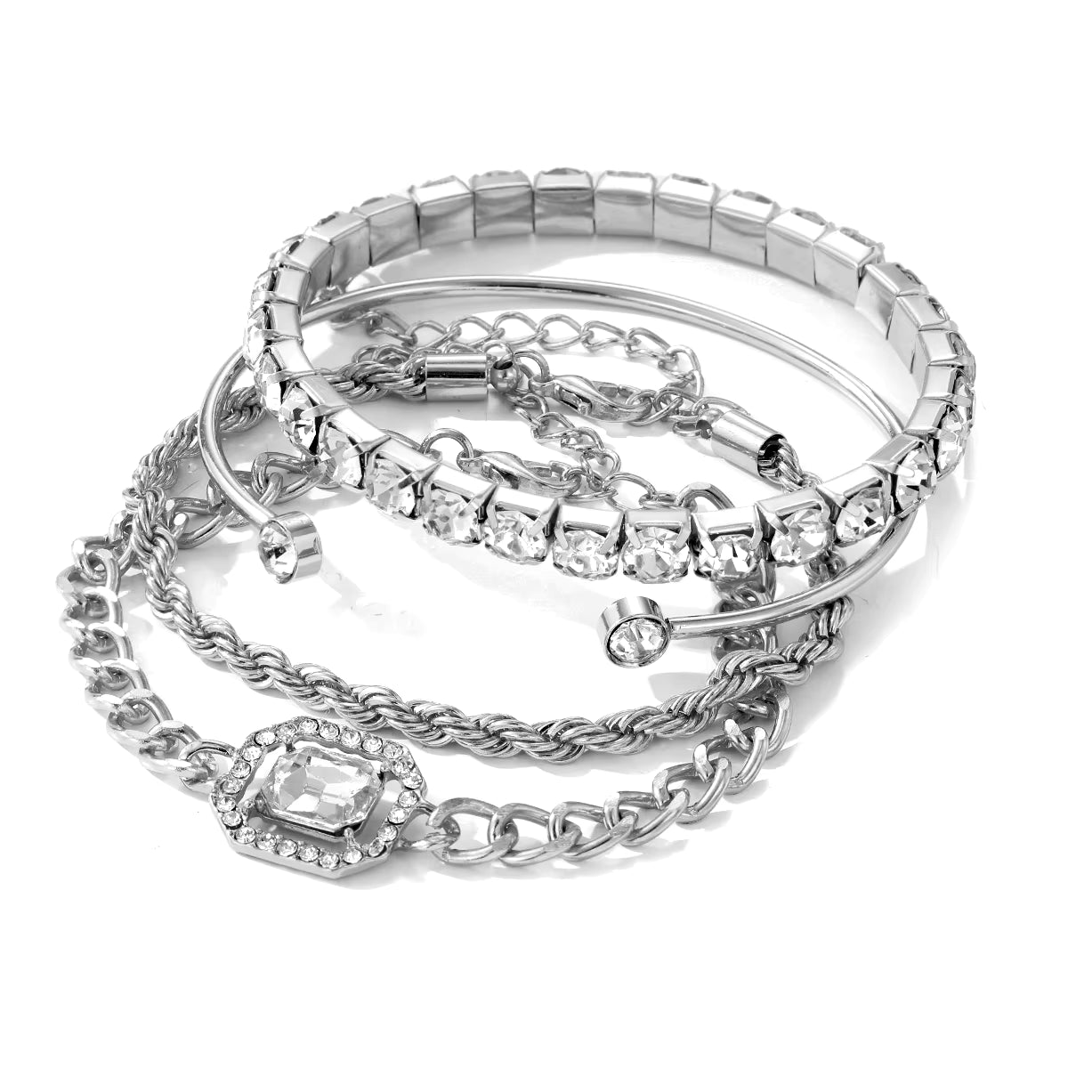 Lonara armbåndssæt – Sæt med 4 justerbare metalarmbånd