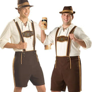 3-dielny tirolský kostým pre mužov s košeľou, nohavicami a klobúkom na Oktoberfest – Berengar