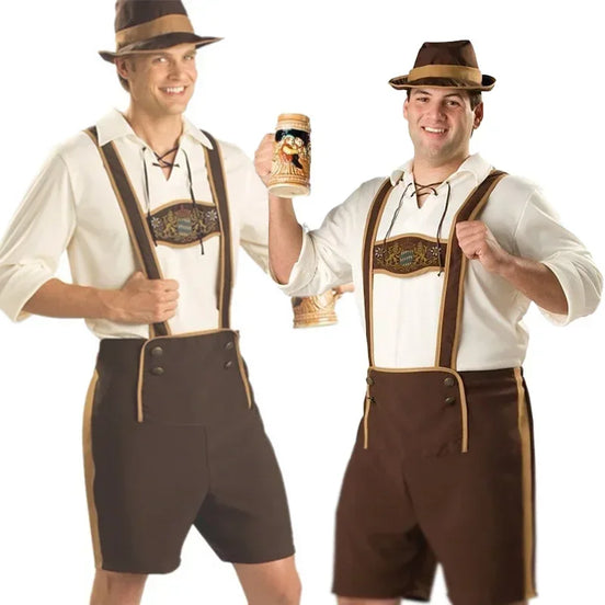 Tří­dílný tyrolský kostým pro muže s košilí, kalhotami a kloboukem na Oktoberfest – Berengar