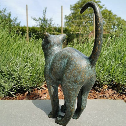 Feluroa kattefigur havedekoration resin til have terrasse og altan